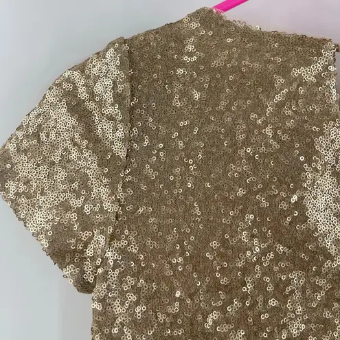 Revelry Gold Sequin Crop Top Extra Small Style 2454 Evening Wedding Bridesmaid Size XS