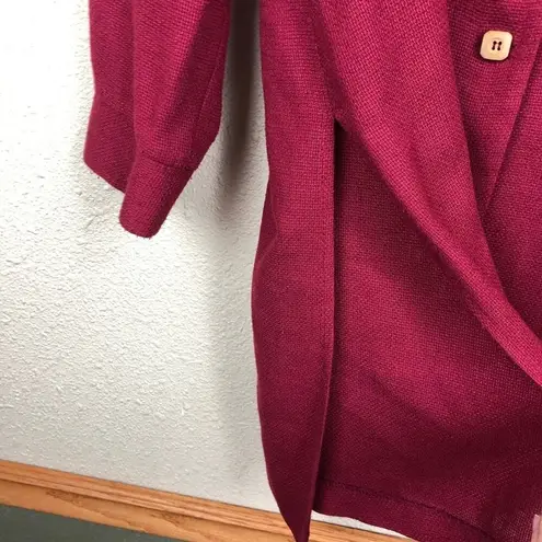 Vintage Burgundy Button Front Dress Tunic XL Wood Linen Midi Lagenlook Tofy Red