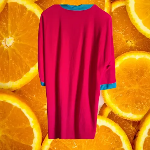 Vanity Fair Petites Robe Lounge Dress Color Block 3/4 Sleeve L