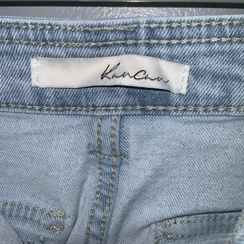 KanCan Felicity High Rise Slim Straight Leg Fringe Hem Cargo Jeans Size 9 Blue