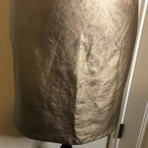 Daniel Cremieux Cremieux Faux Leather Holiday Style Metallic Look Gold Skirt Size 0