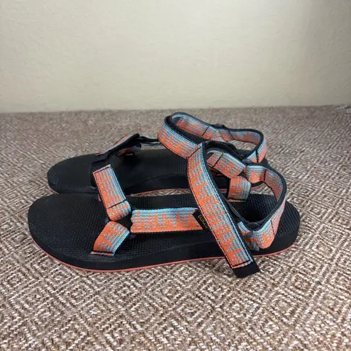 Teva Women's Original Universal Sandal Sz 9 Orange Black Casual Preppy Comfy EUC