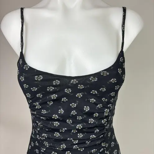 Daisy Street Black Floral Print Spaghetti Strap Sleeveless Bodycon Mini Dress XS