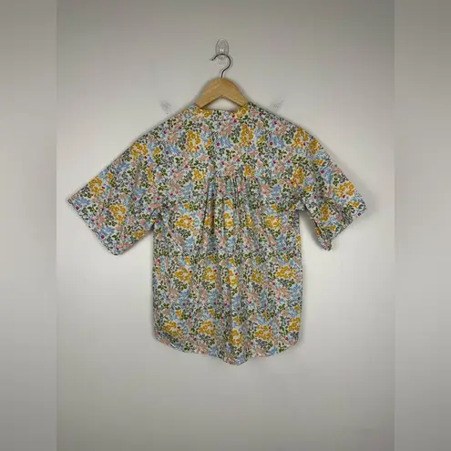 Apiece Apart Floral Poplin Shirred Mission Top Women’s Sz XS Yellow