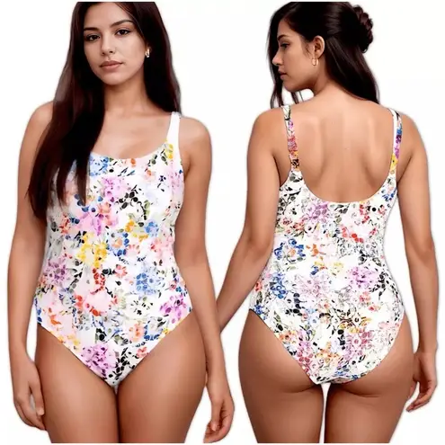 Johnny Was NWT Neon Jungle Eyelet One Piece Swimsuit Size Medium $228