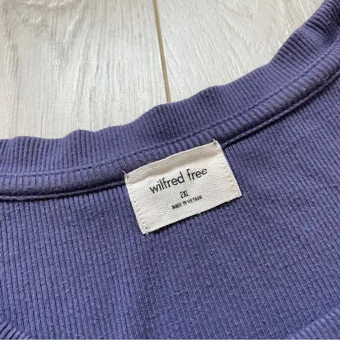 Wilfred Free Aritzia Ribbed Crop Top Tee Shirt Purple (2XL)