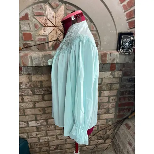 bed jacket satin lace aqua Blue Size L