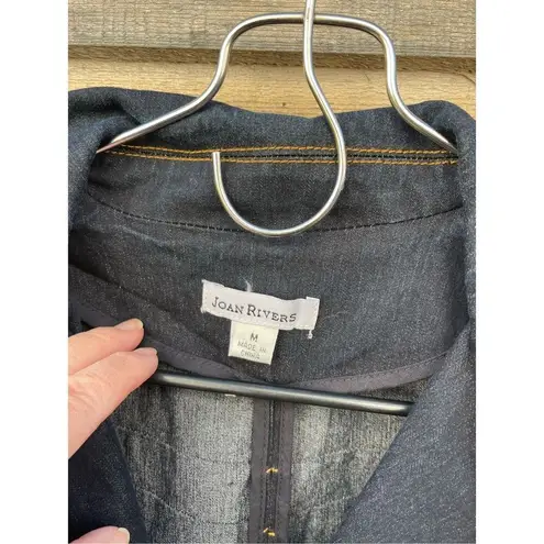 Joan Rivers size M dark wash rushed waist shoulders denim jacket.