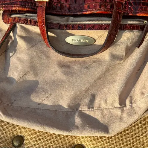 Brahmin Mini Asher Pecan Crocodile-Embossed Women's Bag