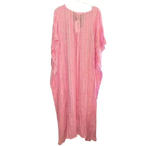 Pitusa NWT Pink Metallic Weave Thobe Kaftan Maxi Cover