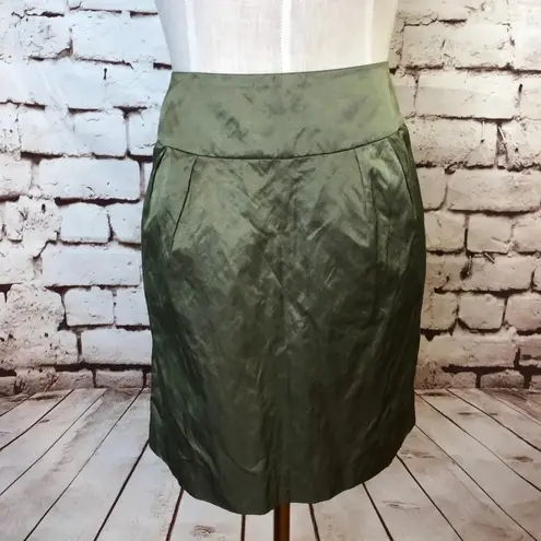 NWT‎ Cinq a Sept Green Metallic Sheel Pencil Skirt thumbnail 2