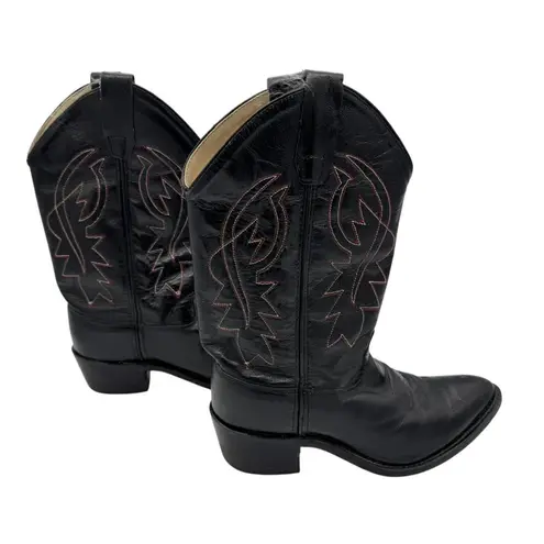 Old West Black Cowboy Boots 8110 Cushion Comfort Cowgirl Western Size 7