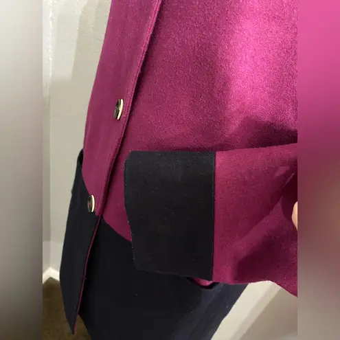 Brooks Brothers 346 Car Coat Wool trench 2 Color blocked midi length Magenta 12