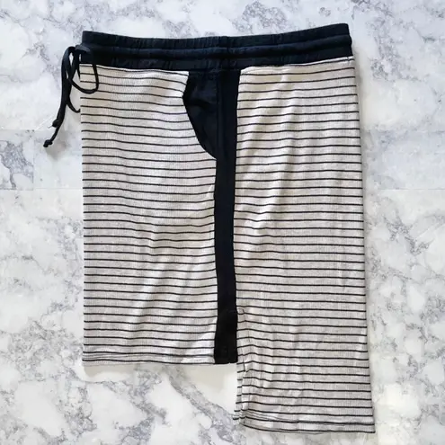 LA Made New Striped Ribbed Knit High-Low Hem Skirt Oatmeal Black Size XS
