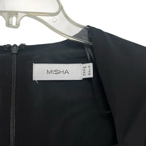 Misha Collection Paneled Corset Bodysuit Long Sleeve Bustier Boned Black Size 6