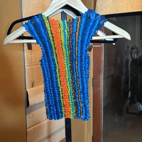 NWOT Vintage Younique Popcorn Bubble Top Y2k 90s 80s Top OSFM Blue Size undefined