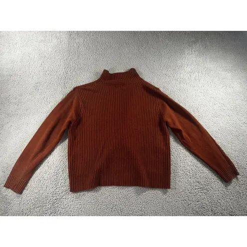Designers Studio Originals Sweater Women Large Cable Knit Leather Patchwork Y2K Orange