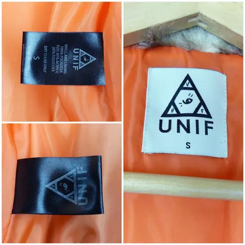 Unif Bomber Jacket Womens S Olive Green Amelia Faux Fur Collar Grunge Army