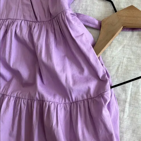 J. Crew Tiered Midi Dress Knee Length Pockets Sleeveless Waist Tie Purple Sz 12