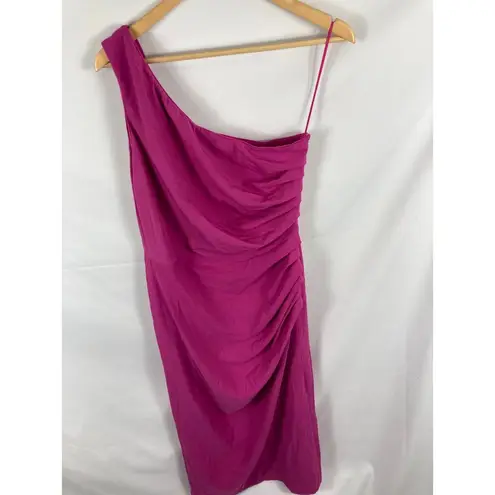 Dress the Population NWT Martine Stretch One Shoulder Dress Fuchsia Large