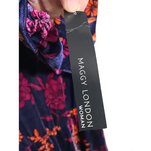 Maggy London Velvet Mini Fit & Flare Dress 3X Floral Bloomcore Prairie Boho NWT
