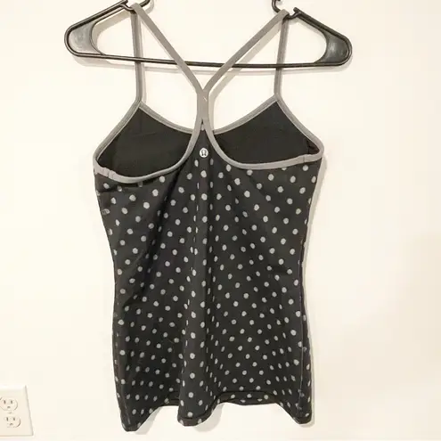 Lululemon  Size 8 Polka Dot Power Y Black Gray Yoga Workout Fitness Tank Top