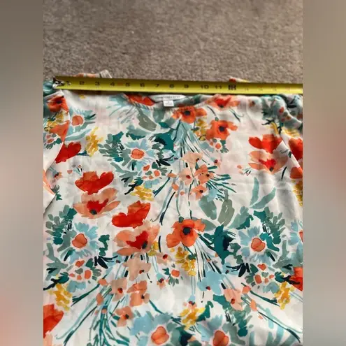 Counterparts 2/$12 Red Poppy Floral Tie Sleeve Spring Blouse Size Small