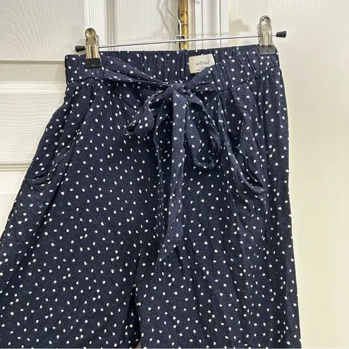 Aritzia Wilfred Navy Blue & White Leopard Print Women's Pants w/ Tie Detail XS