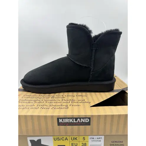 Kirkland Signature Kirkland Women's Shearling Scalloped Edge Suede Boot Booties Black NEW Size 7