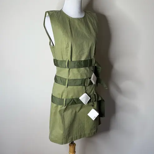 Zara Green Wax Belted Mini Dress Size L