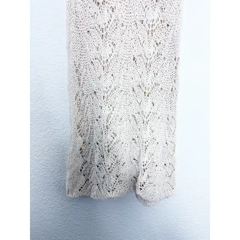 ZARA  Cream Open Knit Crochet Mini Dress Size Medium Bohemian Beach