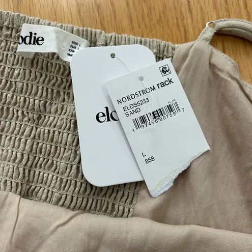 Elodie NWT Beige Linen Blend Dress Size Large Square Neckline Adjustable Straps
