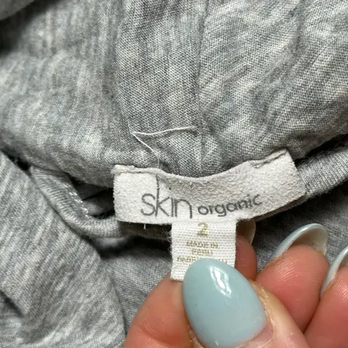 SKIN Organic Pima Cotton Jersey Robe Size 2 Gray