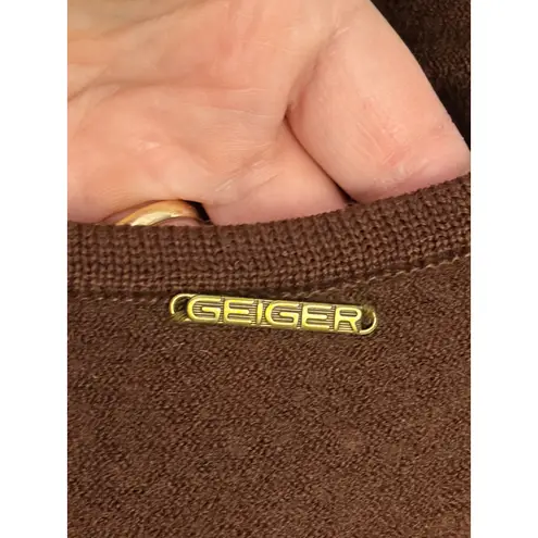 Vintage 80s/90s Geiger Austria Wool Cardigan Brown Boiled Wool Jacket Size 44