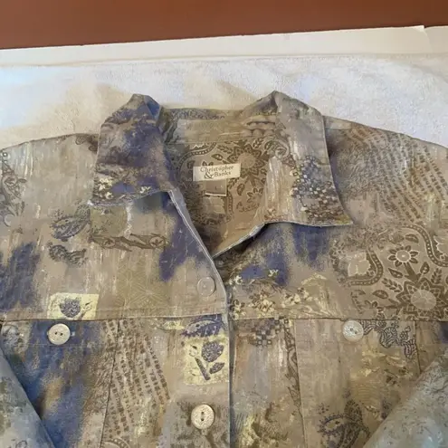 Christopher & Banks Christopher Banks Jean Jacket Womens Large Blue Cream
