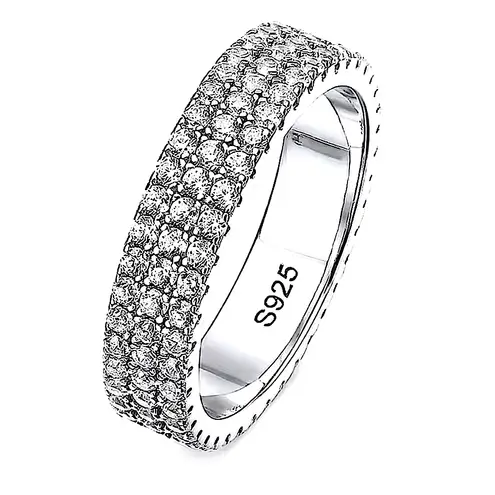 Boutique Sparkly Triple Row Eternity Ring | 14k White Gold Plated Sterling Silver