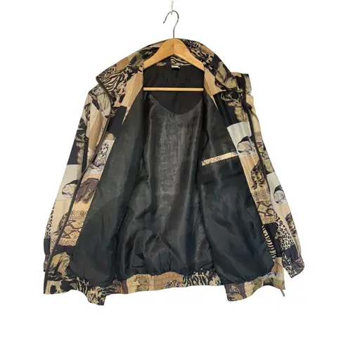 Vintage Fuda International Silk Animal Print Bomber Jacket Unique Lightweight L Tan Size L