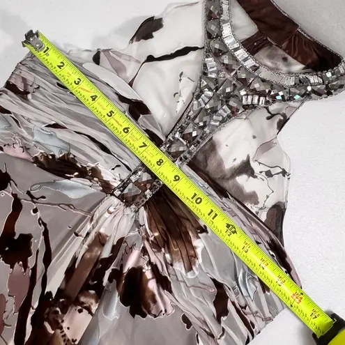 Cachet 90’s Y2K Silk Velvet Burnout Maxi Dress Beaded Whimsigoth Halter White Size 8