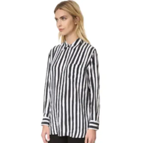 Equipment x Kate Moss Women’s XS Black Stripe 100% Silk Button Down Minimalist