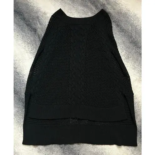 ALLSAINTS Open Knit Erbus Black Pullover Hi Low Cape Size 4 - 6 Small