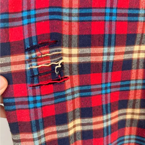Dance & Marvel Red Plaid Distressed Destroyed Flannel Tunic Dress Jacket Small