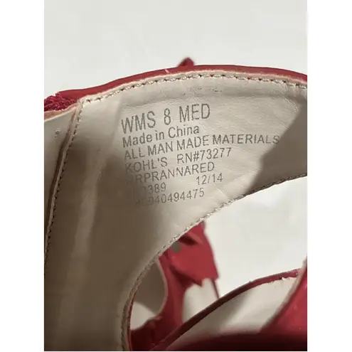 Woman’s RNR Republic Open Toe Strappy Tie Red Stiletto Heel Shoe 8 M