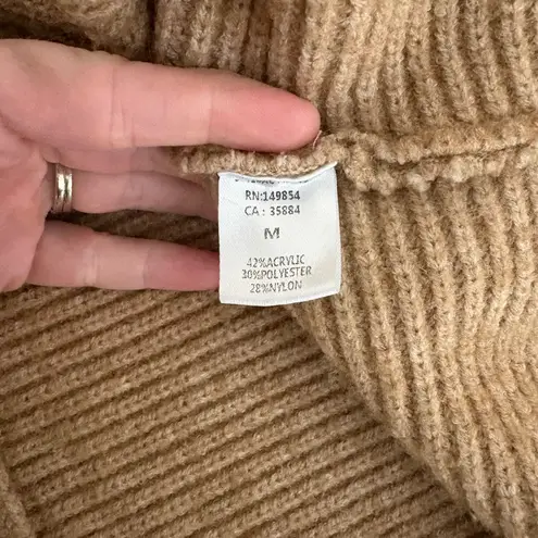 Sadie & Sage Chunky Oversized Ribbed Collar Sweater Off Shoulder Brown Medium Tan - Image 5