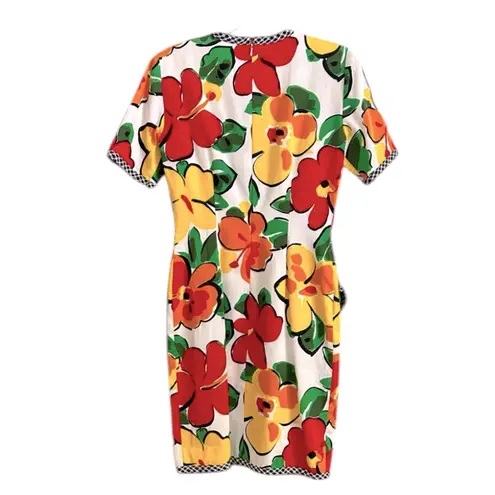 Bill Blass Vintage Floral Dress 80s 90s Bold Blooms Mod Statement Retro Women’s 6