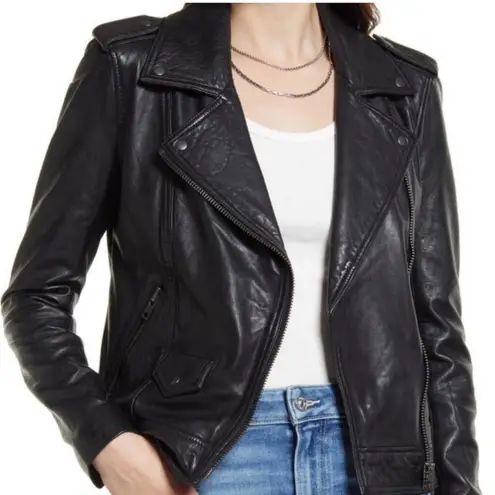 Treasure & Bond NEW NWT Size Medium 100% Leather Biker Jacket Coat Semi-Cropped