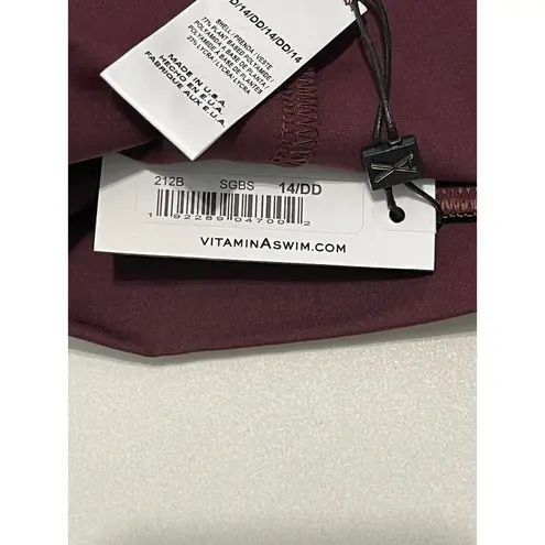 Vitamin A Womens Elena High Waisted Bikini Bottom Bathing Suit Swim Burgundy 14