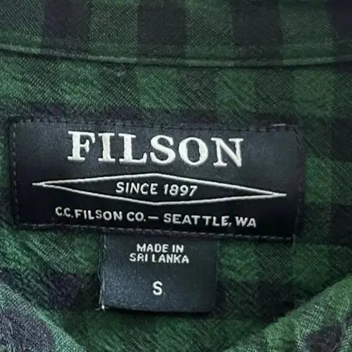 Filson Women’s Flaw Modal Wool Blend Green Black Plaid Button Down Shirt Small