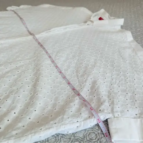 Marina Sport Oversized White Eyelet Boxy Button Up Dolman Sleeve Shirt Size 14