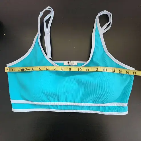 AI'IMAGE Blue Bikini with Light Blue Trim and High Waist Bottoms NWT Size 2XL