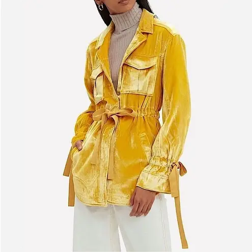 Cinq à Sept Mathieu Velvet Utility Jacket in Sunflower, Size Medium, EXCELLENT Gold